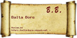 Balta Bors névjegykártya